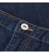 Thumbnail Close-up of dark wash jeans button and elasticated waist.